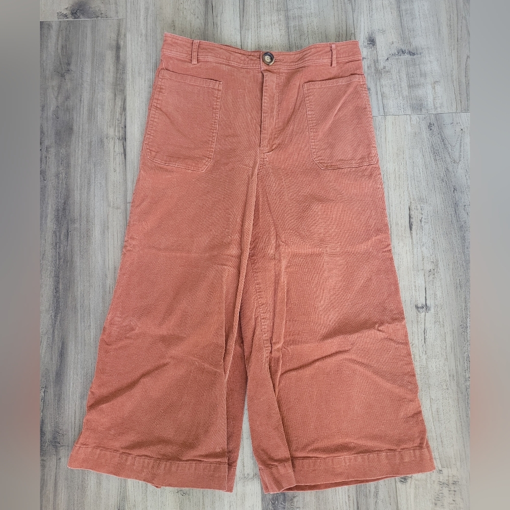 By Together Terracotta Corduroy Trousers, Cropped Wideleg, Size Large